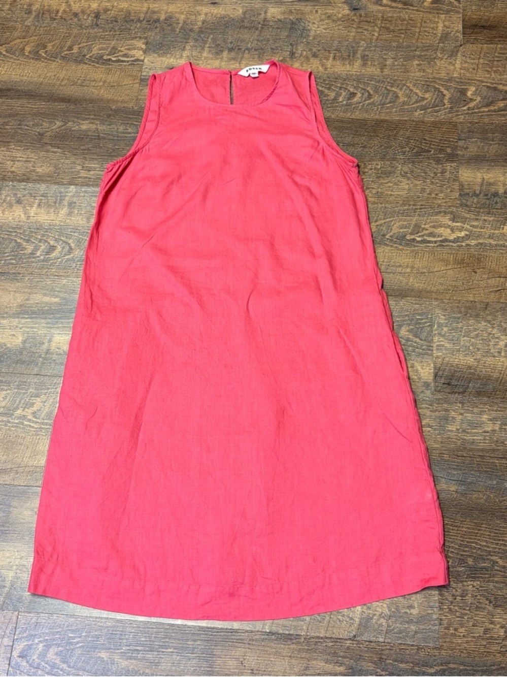 Boden 100% Linen Shift Dress Womens 8L Coral Pockets Beach Summer Lightweight